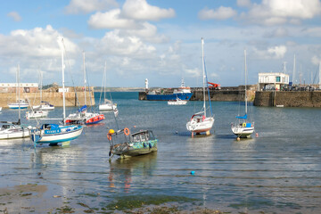 Fototapeta premium Boats in the harbor in the town of Penzance, Cornwall, UK