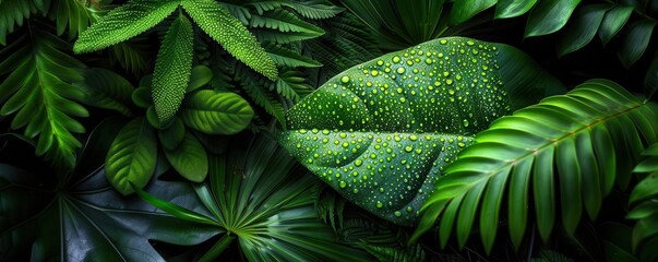 Rainforest canopy with lush foliage, vibrant and dense, Nature, Soft greens, Photograph, Tropical wonder