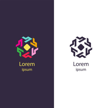Abstract en modern logo met geometrische vormen en een creatief patroon. Ideaal voor bedrijven in technologie, design en branding.