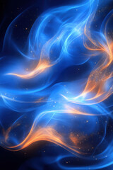 Fototapeta premium Bright speed blue light lines and shimmer over black background