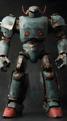 Naklejka premium In the Japanese tokusatsu style of the Showa period, present the image of a huge robot