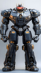 Naklejka premium In the Japanese tokusatsu style of the Showa period, present the image of a huge robot