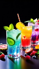 Various Summer Mocktails drinks