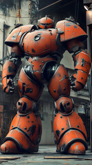 In the Japanese tokusatsu style of the Showa period, present the image of a huge robot