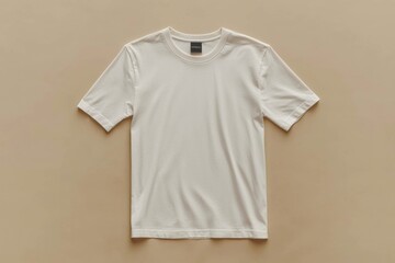 Simple Tshirt Flatlay mockup in beige background created with generative AI