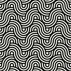 Vector seamless pattern. Geometric bold striped ornament. Stylish monochrome background. Bold repeating texture with winding ribbons.