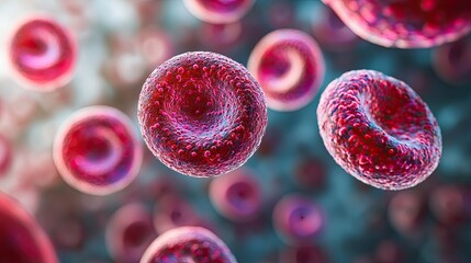 A 3D illustration of a microscope zoomed in on a cluster of cells, highlighting their intricate structures and vibrant colors