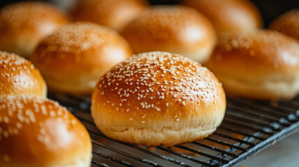 Freshly Baked Sesame Seed Burger Buns - A Culinary Delight