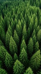 Obraz premium This aerial perspective highlights the vibrant greens of a dense forest, with a thick canopy that reveals the beauty of ancient trees in a serene environment