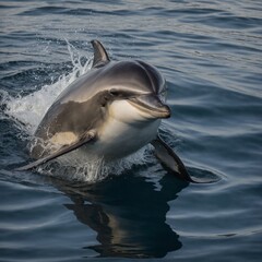 The common dolphin, also known as the short-beaked common dolphin, is a lively and social marine mammal found in warm and temperate seas. Recognizable by its striking hourglass pattern on the sides, i