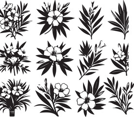 Flowers Flat Black Silhouette Vector Art Bundle