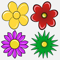 Colorful Cartoon Flowers
