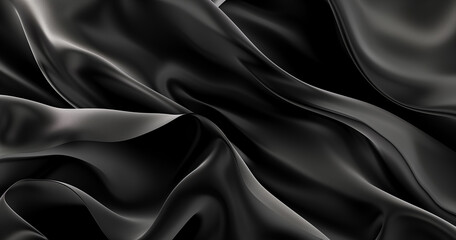 Fototapeta premium Abstract black background with soft waves and light lines for elegant design 