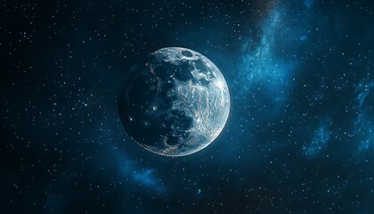 Obraz premium Digital Painting of a Full Moon in a Clear Night Sky with Stars