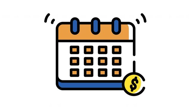 reminder to pay money animation video design, calendar with money motion loop video