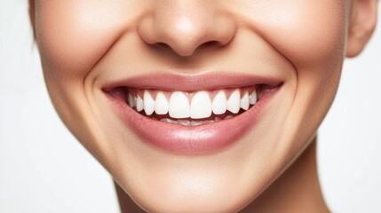 Obraz premium Closeup of a Woman's Smiling Mouth with White Teeth.