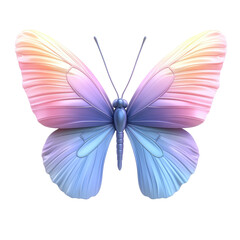 Fototapeta premium A beautifully designed butterfly with vibrant colors blending from pink to blue, showcasing artistic detail in its wings and body