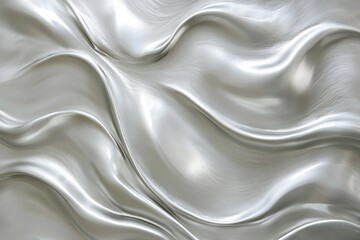 Obraz premium A light grey background with a delicate, flowing wave pattern in a glossy, metallic silver finish. 
