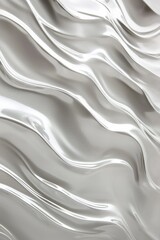 Obraz premium A light grey background with a delicate, flowing wave pattern in a glossy, metallic silver finish. 