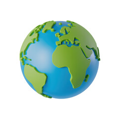 Obraz premium A colorful 3D globe depicting the Earth, showing continents and oceans in bright shades of green and blue, emphasizing the planet's beauty and geography