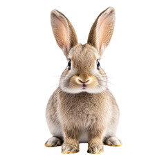 Obraz premium Adorable Brown Rabbit Sitting Upright with Ears Perked Up on Background