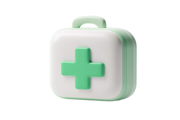 Obraz premium A compact, modern first aid kit featuring a green cross symbol, designed for easy portability and quick access to medical supplies