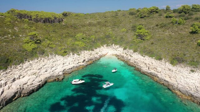Aerial Footage of Uvala Perna, Pakleni Islands, Croatia - Summer Island Getaway