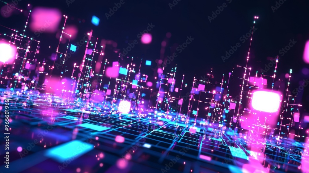 Poster Network grid containing files and folders, futuristic software interface, digital document management system, document storage, search and organization, corporate business, office without paper