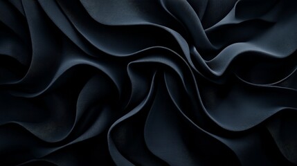 Obraz premium Elegant close-up of smooth black silk fabric folds creating a luxurious and stylish abstract background design.