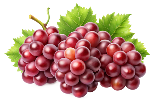 Clusters of red grapes isolated on a transparent background PNG