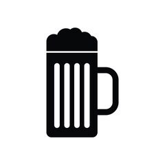 Beer glass black and white flat vector icon design. Beer mug symbol and glyph art