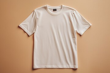 Simple Tshirt Flatlay mockup in beige background created with generative AI