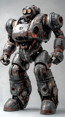 Naklejka premium In the Japanese tokusatsu style of the Showa period, present the image of a huge robot