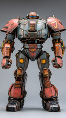 Naklejka premium In the Japanese tokusatsu style of the Showa period, present the image of a huge robot