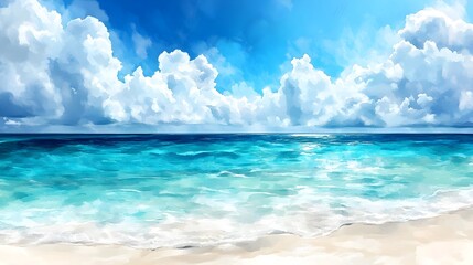 Fototapeta premium Tranquil Turquoise Tropical Beach with Serene Skies and Swaying Waves