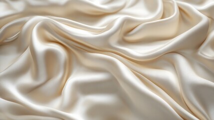 Fototapeta premium Smooth folds of creamy silk fabric creating luxurious texture, fashion and elegance concept