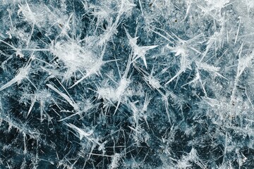 Close up view of intricate ice crystal patterns on glass surface