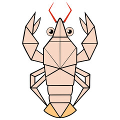 Lobster in geometric shapes on white background