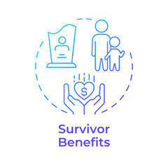 Survivor benefits blue gradient concept icon. Compensation for death. Financial support, insurance. Round shape line illustration. Abstract idea. Graphic design. Easy to use in presentation