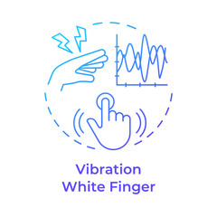 Vibration white finger blue gradient concept icon. Workplace injury. Work equipment, industry. Round shape line illustration. Abstract idea. Graphic design. Easy to use in infographic, presentation