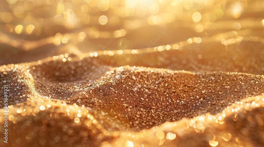 Poster warm sand texture with bright bokeh effect
