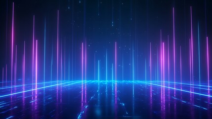 A vibrant abstract backdrop featuring glowing colorful lines in pink and blue. Ideal for modern tech or digital themes. Stage for product presentation.