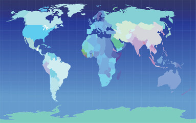 A colorful world map.Vector map on white background.