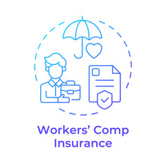 Workers compensation insurance blue gradient concept icon. Law compliance, corporate regulation. Round shape line illustration. Abstract idea. Graphic design. Easy to use in infographic, presentation