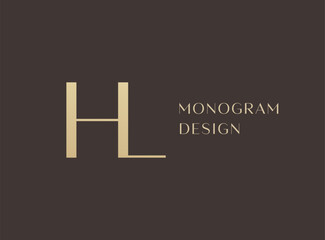 HL letter logo icon design. Classic style luxury initials monogram.