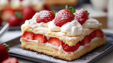 freshly baked strawberry shortcake pastry 