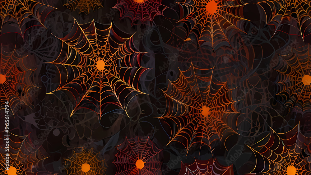 Wall mural abstract spider web pattern where the web dissolves into swirling, smoke-like forms