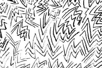 Chaotic Black and White Zigzag Pattern with Rough Textured Strokes
