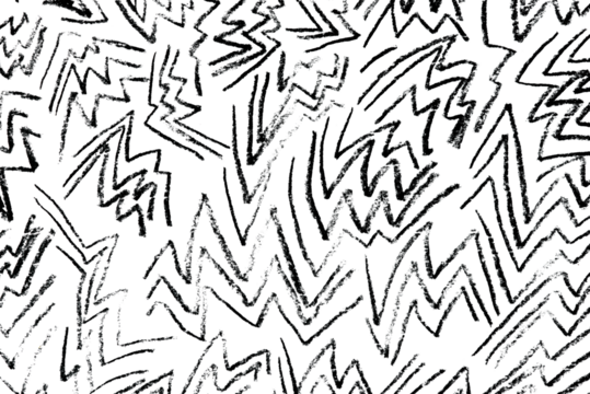 Chaotic Black and White Zigzag Pattern with Rough Textured Strokes