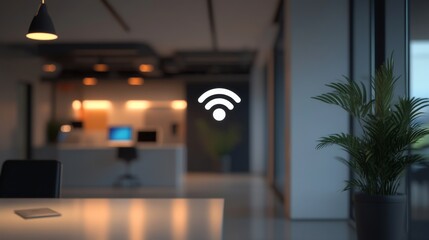 Wi-Fi Icon Displayed in an Office Setting